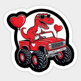 Kids Valentines Day T Rex Riding Monster Truck Funny Toddler Sticker